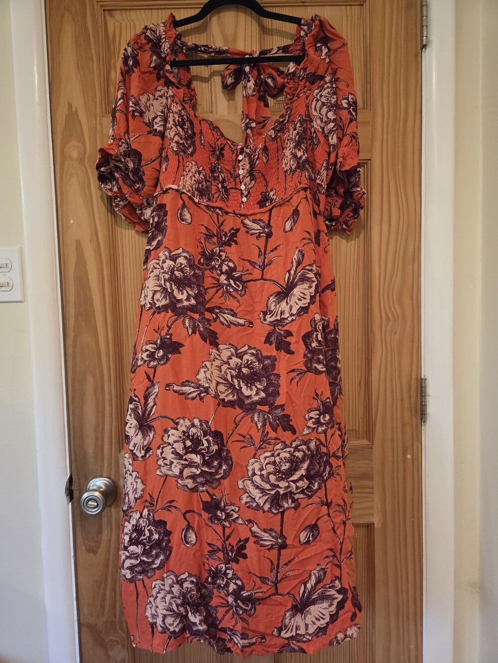 By Anthropologie Puff Sleeve Midi Smocked Dress Floral Cottagecore Plus 1x